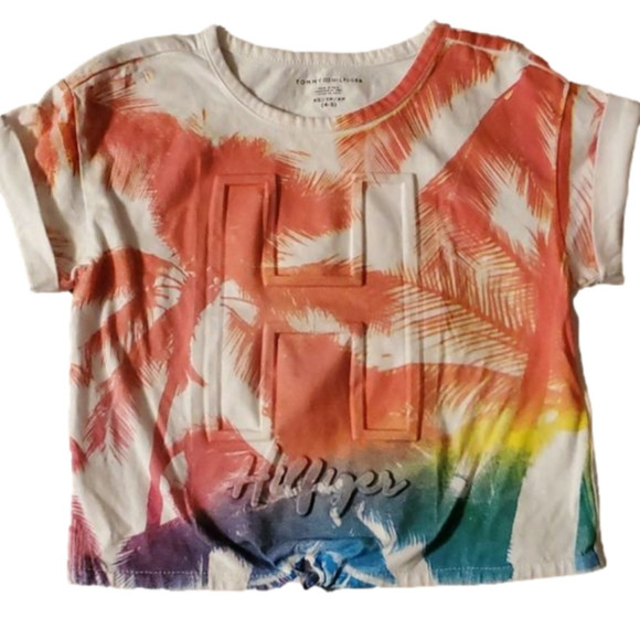 Tommy Hilfiger Women's Textured Tie Front Crop Top Size XS - Picture 1 of 8